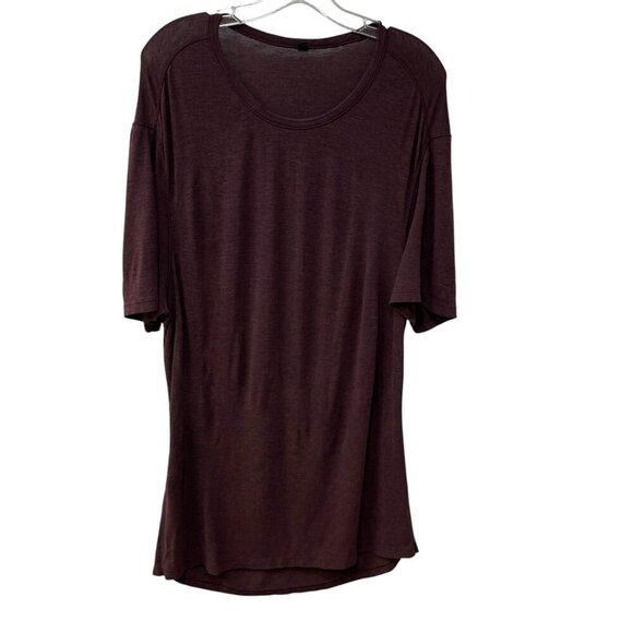 Lululemon Mens Large 5 Year Basic Tee Short Sleeve T-Shirt Heathered Black Plum - Picture 1 of 5